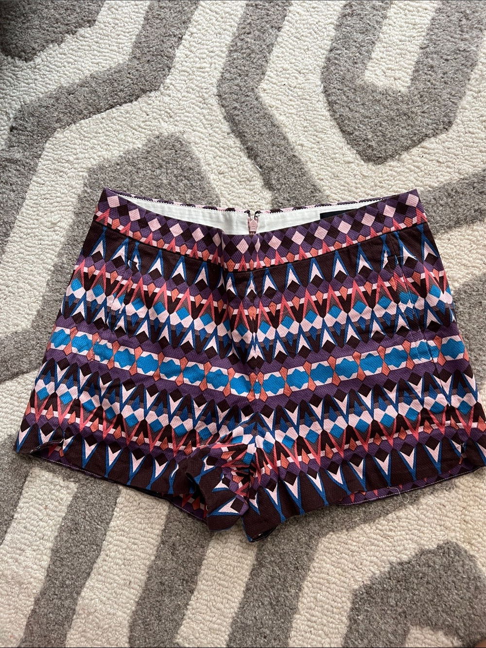 Women's Geometric Pattern Shorts - Purple Multicolor